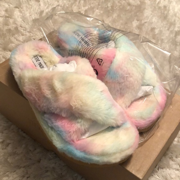 Steve Madden Shoes - Steve Madden Pastel Faux Fur Sandals